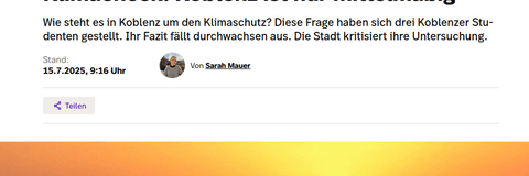 SWR Artikel: »Klimacheck: Koblenz ist nur mittelmäßig«